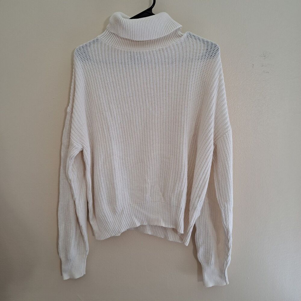 Ambiance Apparel Cream Chunky Knit Cropped Sweater Women's Size L